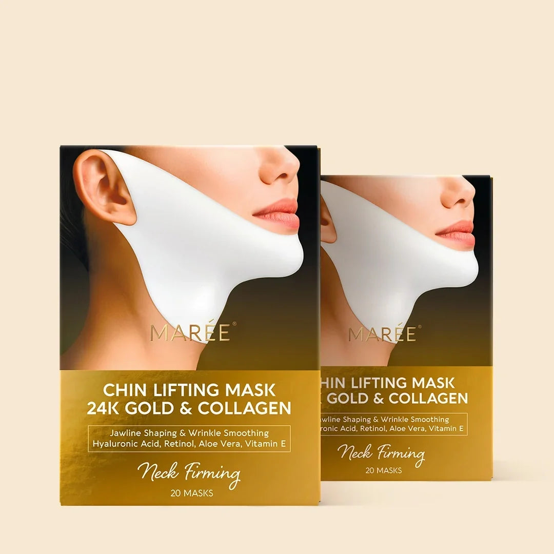 24K Gold V-Line Lifting Mask packaging with 20 pieces for jawline and neck lift
