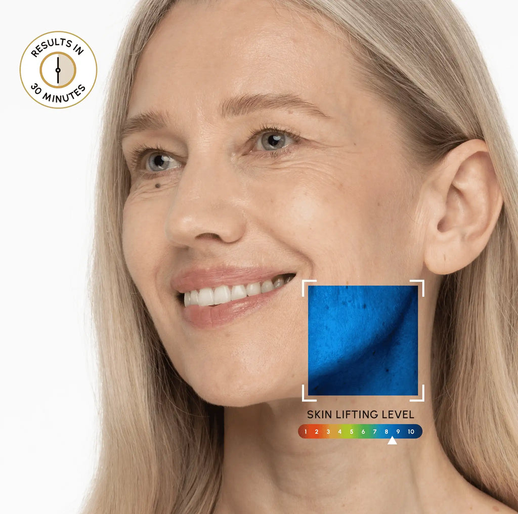24K Gold V-Line Lifting Mask box with 20 hydrogel face and neck lifting masks for jawline sculpting and wrinkle reduction