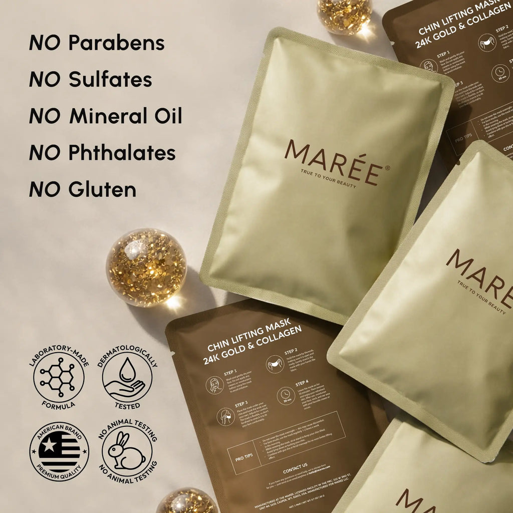 24K Gold V-Line Lifting Mask packaging with 20 pieces for jawline and neck lifting