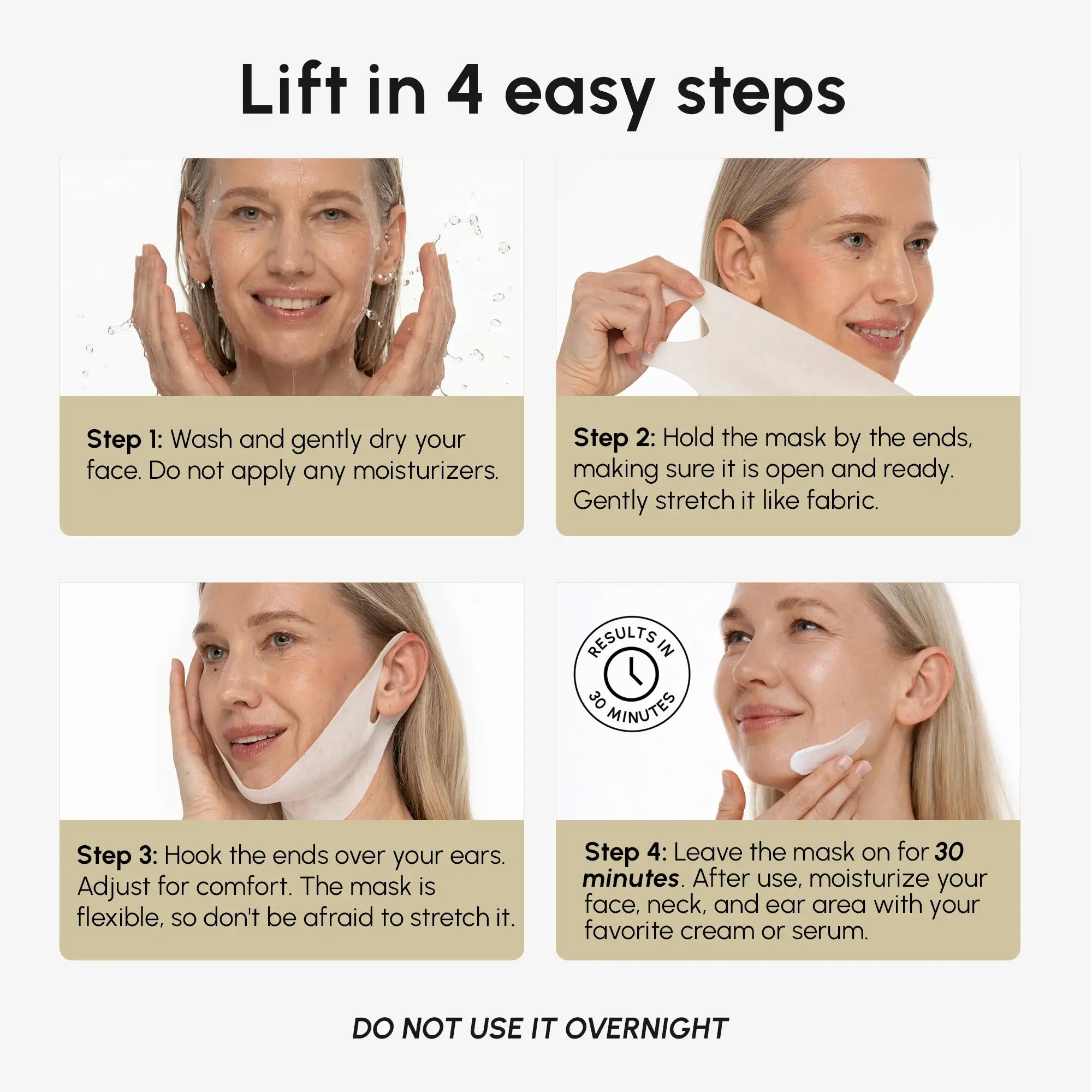 24K Gold V-Line Lifting Mask pack of 20 for jawline and neck lifting with collagen and anti-wrinkle hydrogel