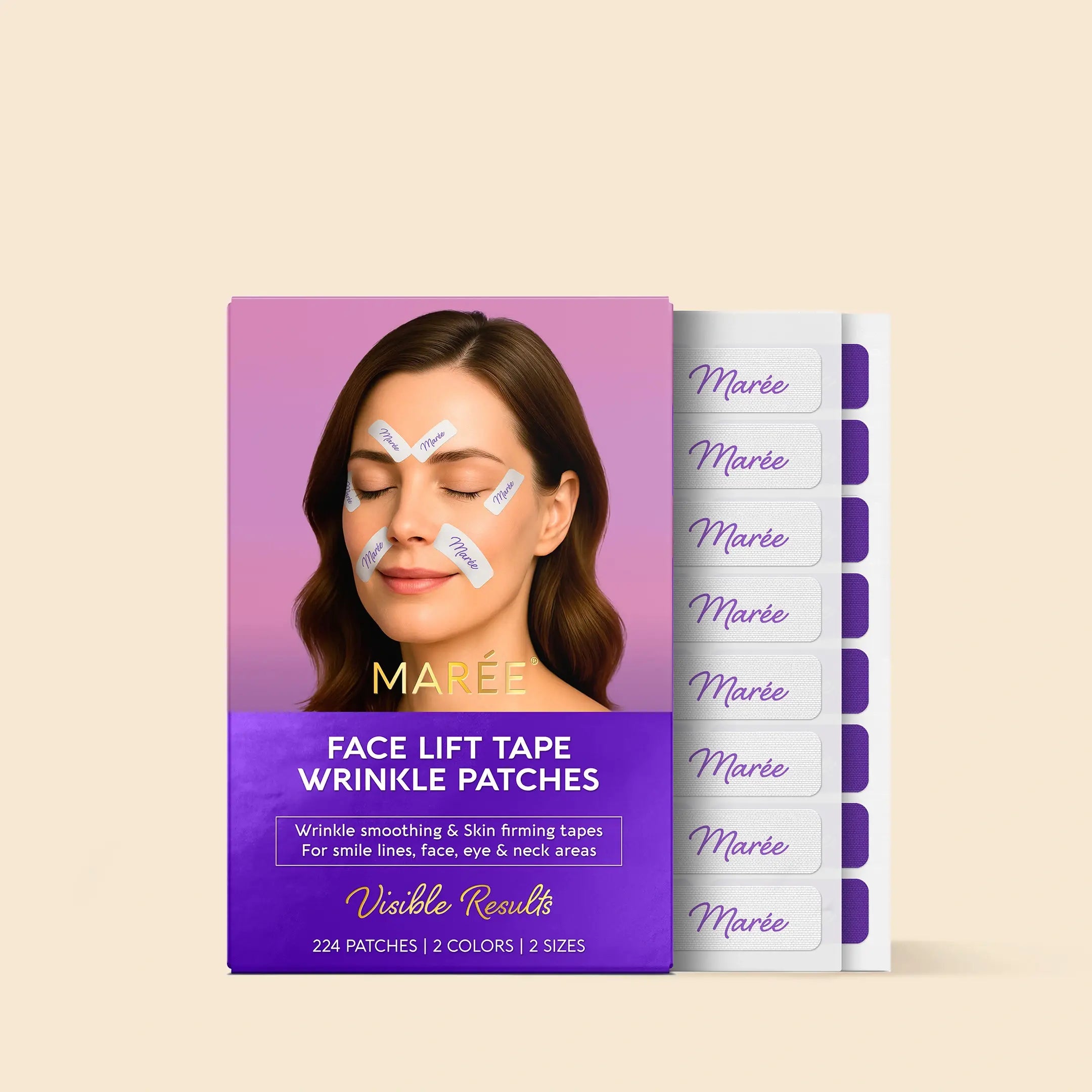 Anti-wrinkle tape patches smoothing facial wrinkles and lifting skin naturally