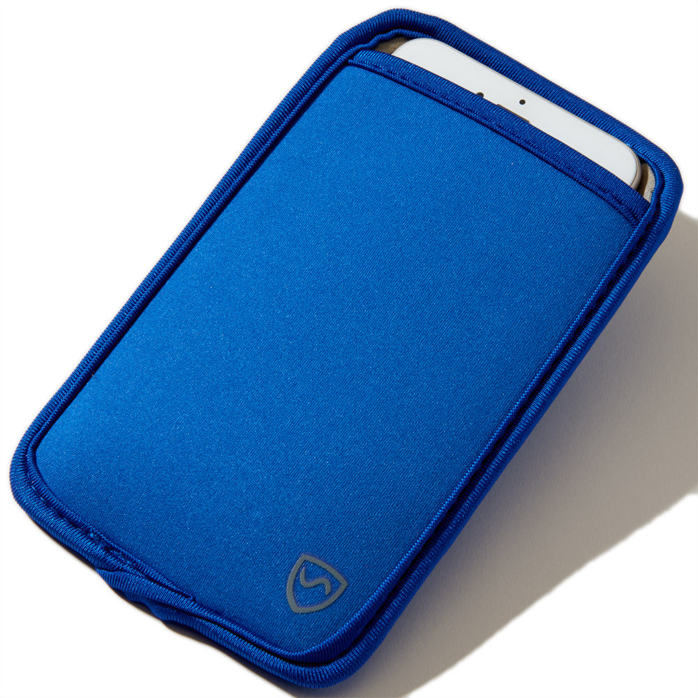 SYB Phone Pouch made with SaferBody™ shields against 5G and low frequency EMF radiation, fits all phones, and carries on belt or pocket