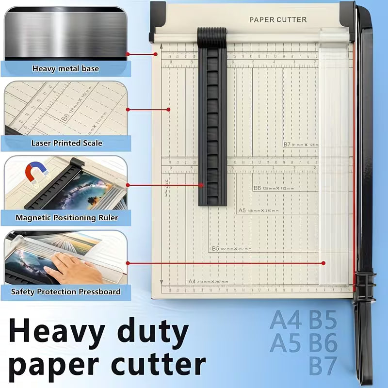 12 Inch Large Heavy-Duty Guillotine Paper Cutter Trimmer, High Capacity Paper Cutting Board with Safety Guard Lock, Precise Grid Markings for Photo, Cardstock, Cardboard, Scrapbook & Office Documents, Durable Craft Cutting Tool, Perfect Holiday Gift