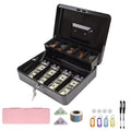 HOMEYUER Large Cash Box with Money Tray and Lock, With 6 kinds accessories, Large Money Box for Cash Register, Storage Box, Metal locking Cash box, Money box, Security box