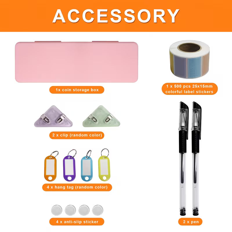 HOMEYUER Large Cash Box with Money Tray and Lock, With 6 kinds accessories, Large Money Box for Cash Register, Storage Box, Metal locking Cash box, Money box, Security box