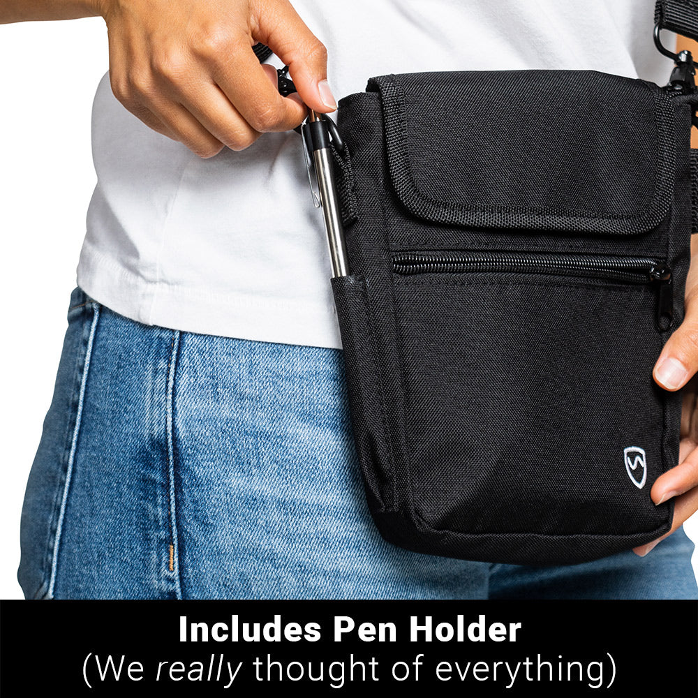 SYB Phone Pouch Deluxe with EMF shielding, multiple carrying options, and secure compartments