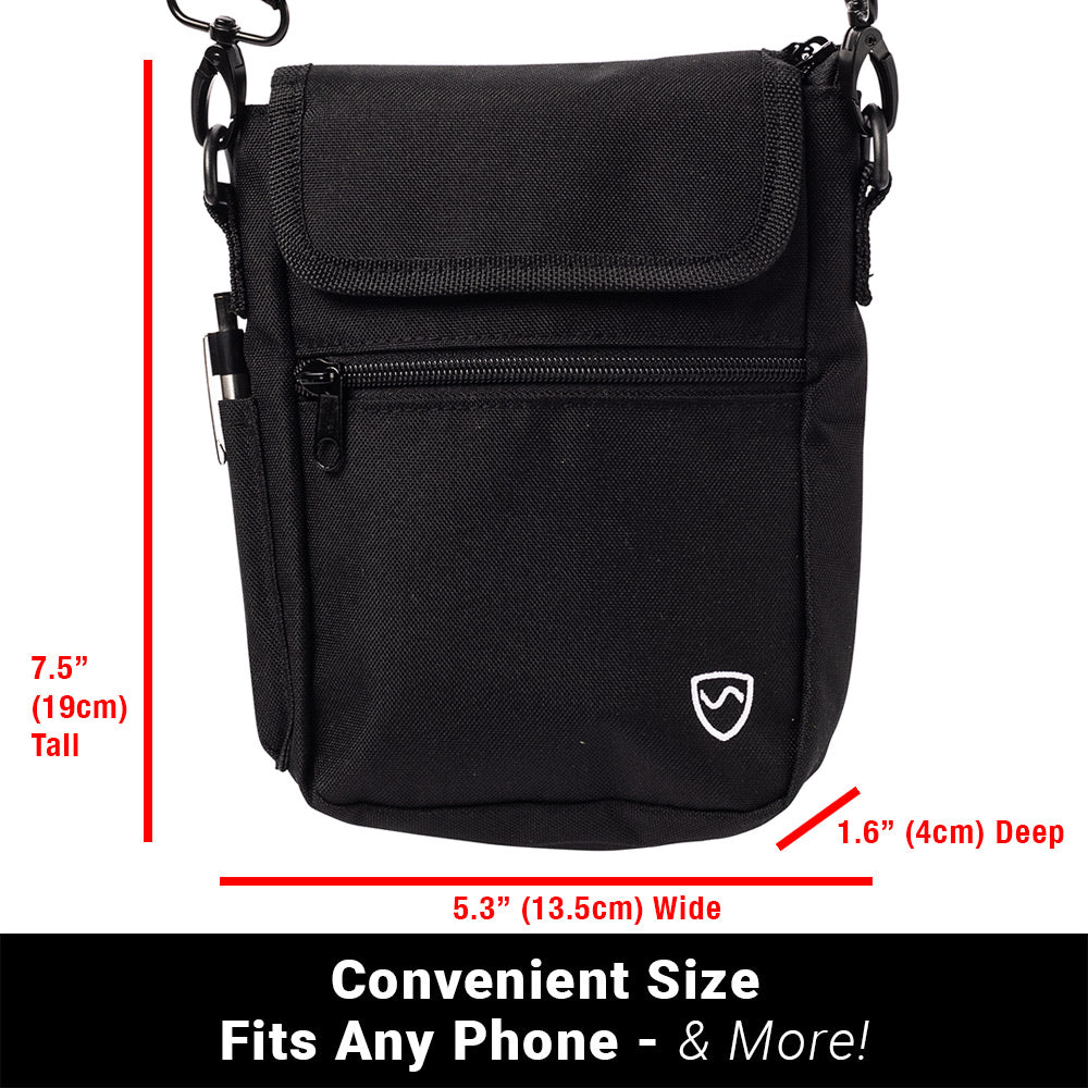SYB Phone Pouch Deluxe black crossbody bag with EMF shielding and multiple compartments