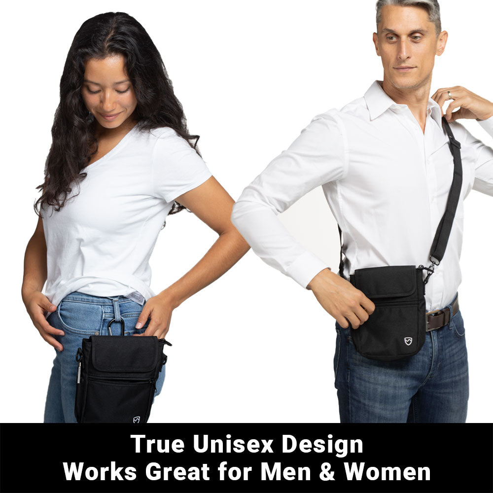 SYB Phone Pouch Deluxe with EMF shielding, multiple carrying options, and durable polyester design