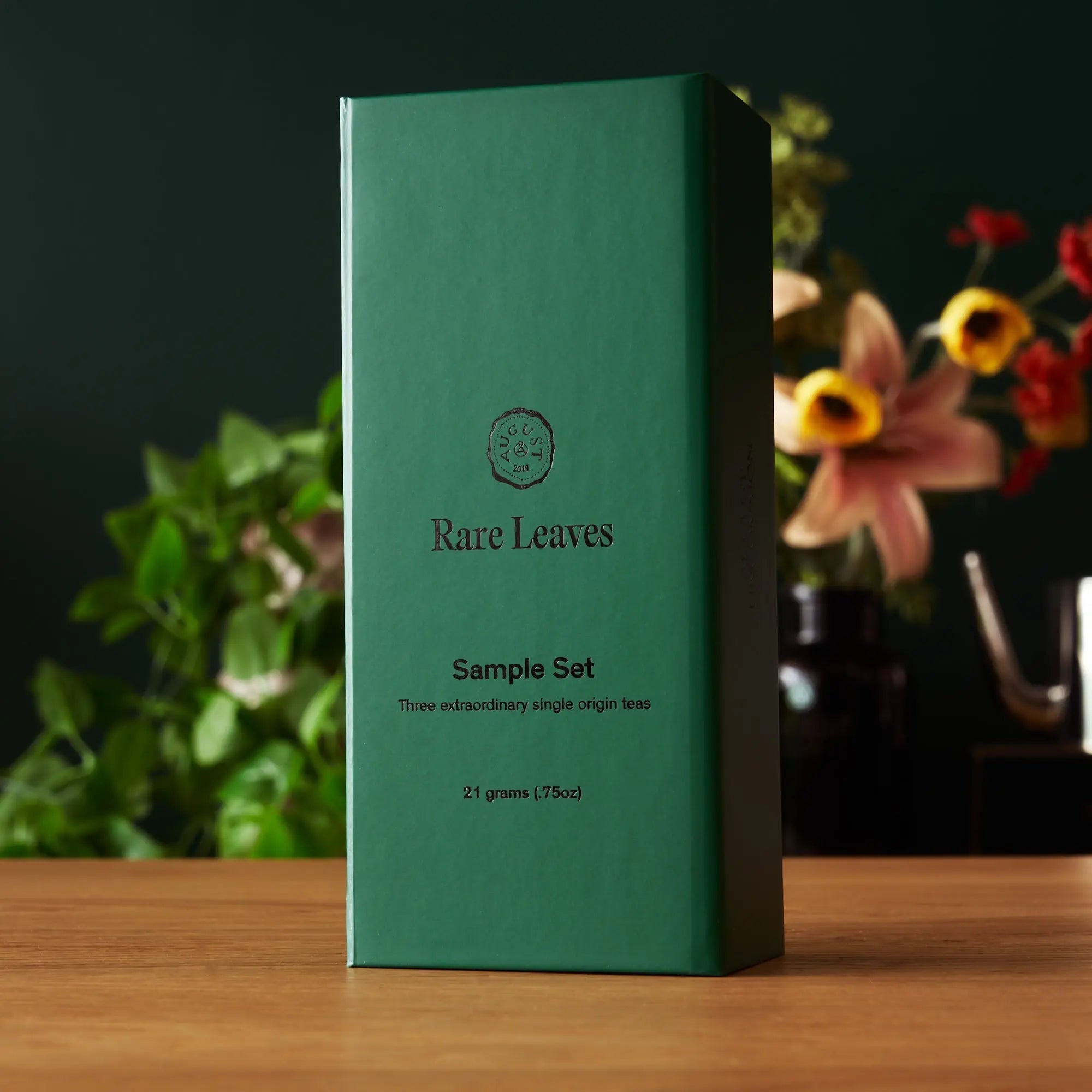 Rare Leaves Teas mini tin sampler with Emerald, Black Pearl, and Gold single origin teas