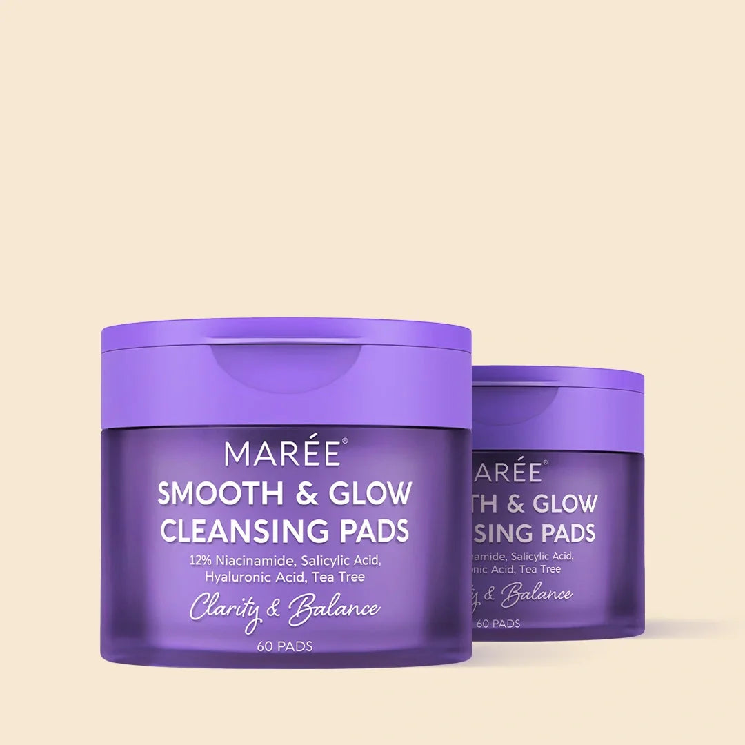 12% Niacinamide Smooth & Glow Pads by Marée with hyaluronic acid and marine collagen for deep moisturizing and anti-aging skin care