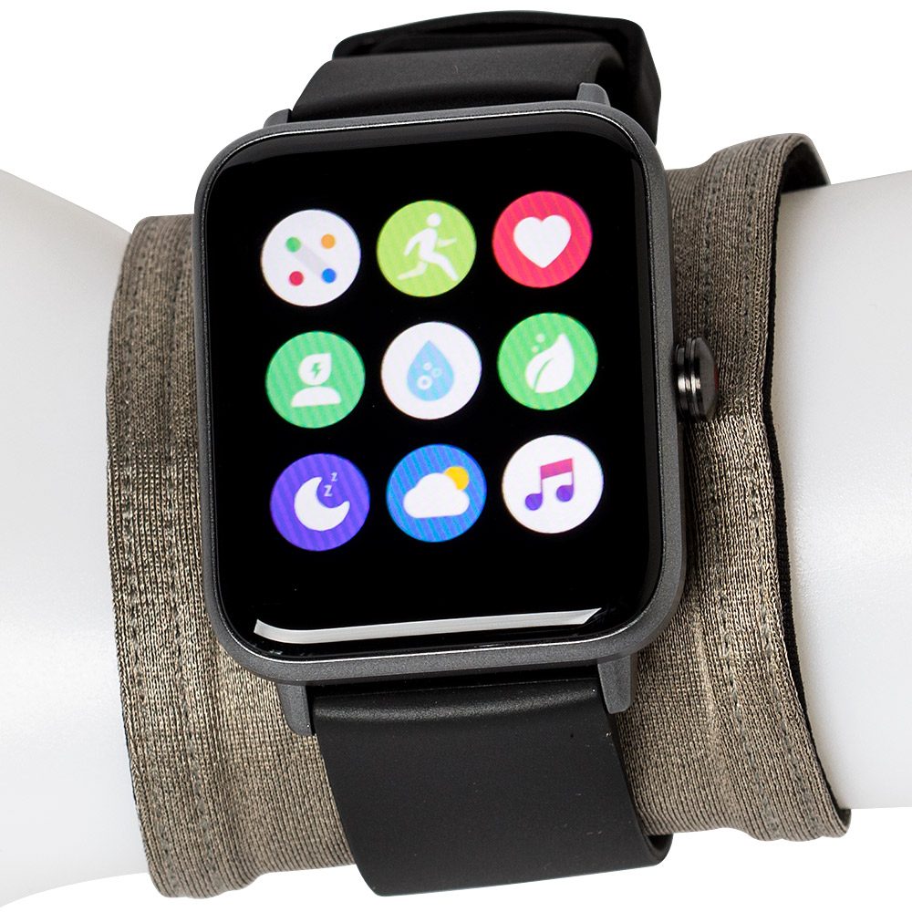 SYB Wrist Band designed to shield smartwatch users from EMF and 5G radiation with silver thread fabric